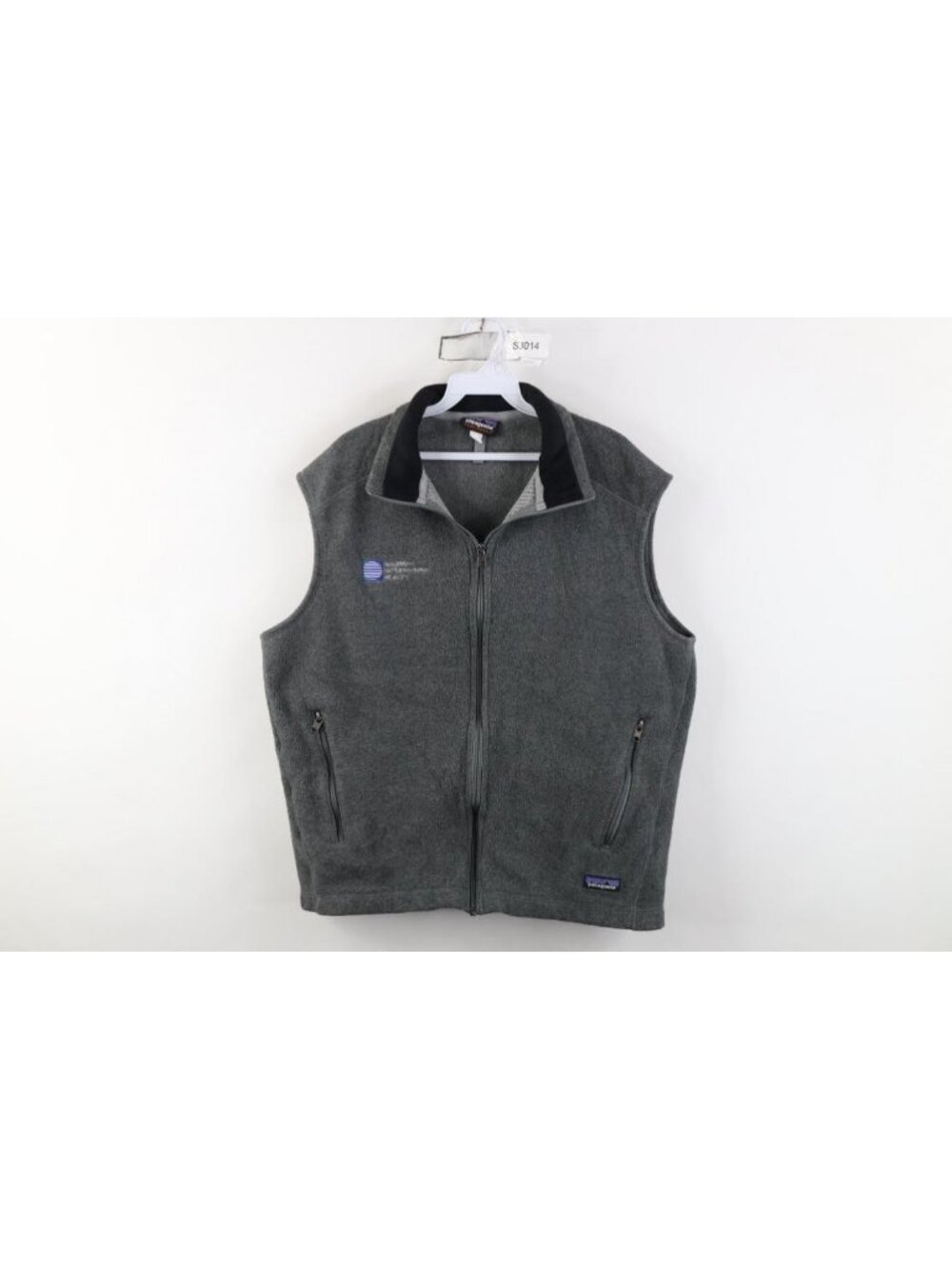 Patagonia Synchilla Mens Size Large Spell Out Full Zip Fleece Vest Jacket Gray